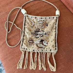 Beaded fish crossbody purse